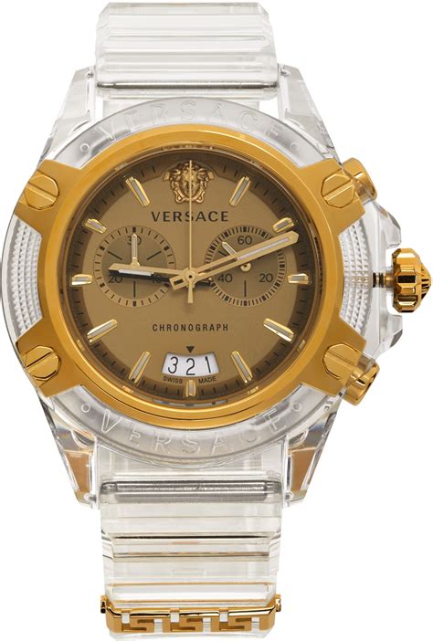 gold versace mens watch|silver Versace watch men.